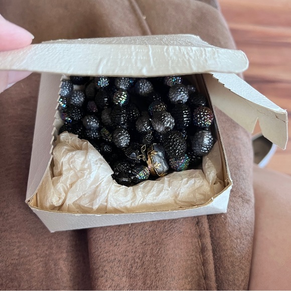 Necklace Earrings set West Germany berry beads black grey carnival parure - Picture 9 of 9